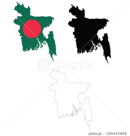 Map of Bangladesh. Bangladesh Map. Flag of Bangladesh maps territory. Outline map Bangladesh. flat style. 109443889