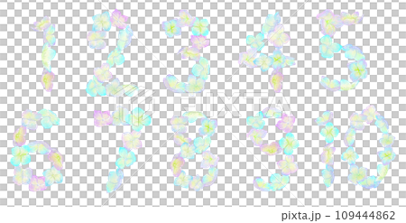 A number icon up to 10 made of colorful flowers. Uses watercolor illustrations. A number icon up to 10 made of colorful flowers. Uses watercolor illustrations. 109444862