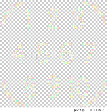 Number icons from 1 to 10 made of pastel colored petals. Uses watercolor illustrations. 109444863