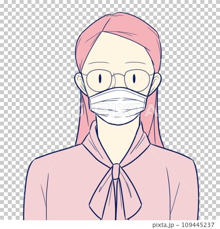 A man wearing glasses and a mask A man wearing glasses and a mask 109445237