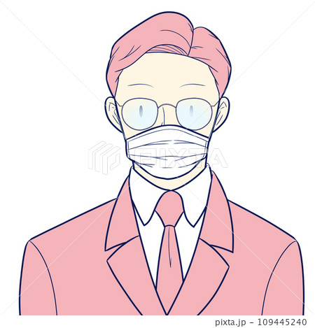 マスクでレンズが曇った眼鏡をかけている男性 マスクでレンズが曇った眼鏡をかけている男性 109445240