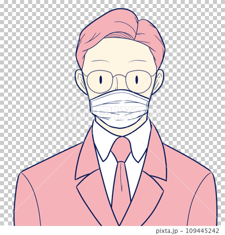 A man wearing glasses and a mask A man wearing glasses and a mask 109445242