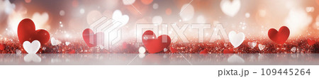 キラキラと輝くバレンタインデーのハートのバナー　AI画像 109445264