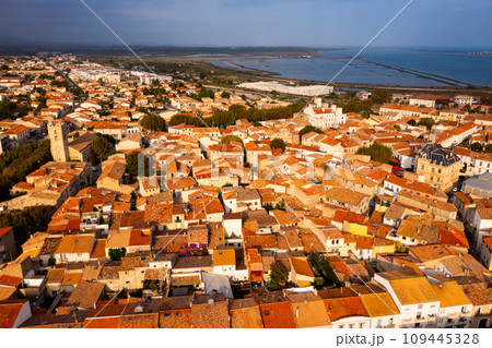 View from drone of French town Frontignan 109445328