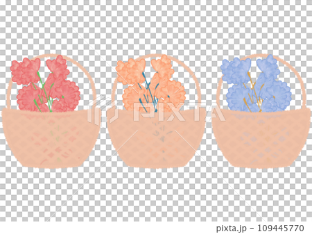 籃子蠟筆觸摸插圖中的甜豌豆花束 [套裝] 109445770