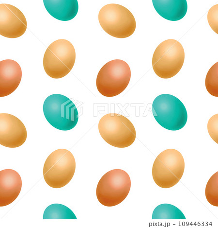 Multi-colored eggs. Vector illustration of seamless pattern. Design element for greeting cards, invitations, covers, wrapping paper, textiles. 109446334