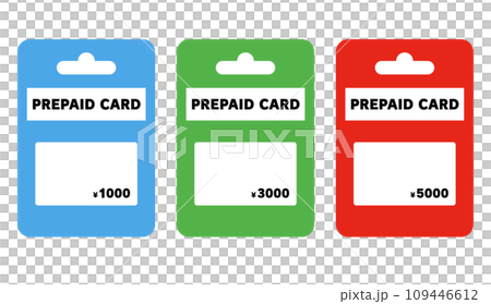Icon set of prepaid cards sold at convenience stores. 109446612