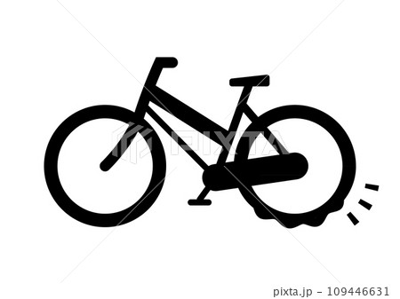 タイヤがパンクした自転車のピクトグラム。 109446631