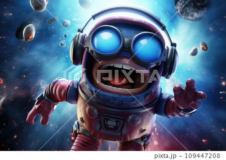 AI-generated content. Monster wearing VR headset, surreal worlds and colorful. background Generative AI 109447208