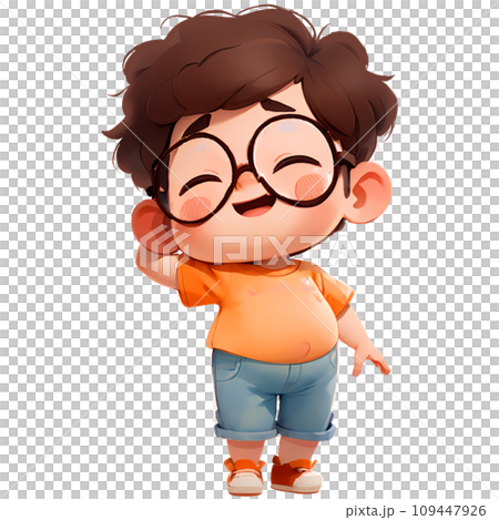 Boy with Glasses shy Cartoon 109447926