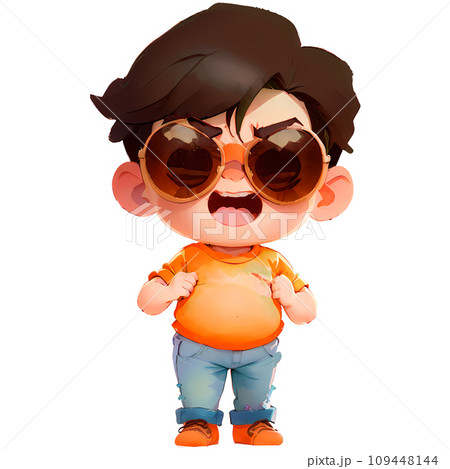 kid boy stand and show angry expression kid boy stand and show angry expression 109448144