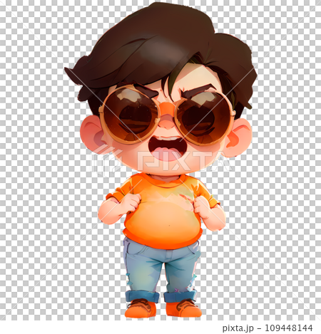 kid boy stand and show angry expression kid boy stand and show angry expression 109448144