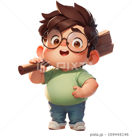 Boy holding wooden baton 109448146