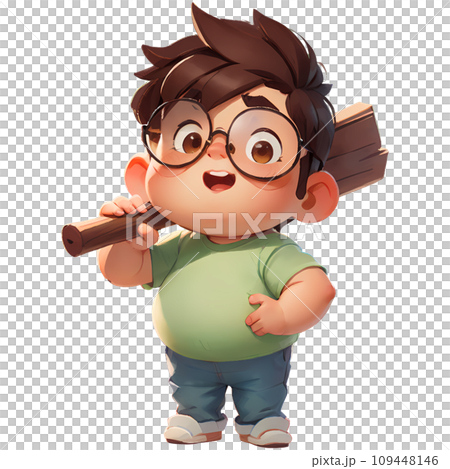 Boy holding wooden baton 109448146