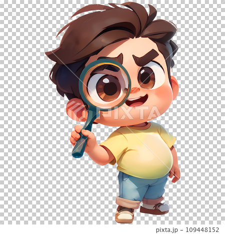 cute baby character holding magnifying glass cute baby character holding magnifying glass 109448152
