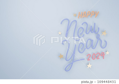 3D Mery Christmas and Happy New Year calligraphy greeting card background. 109448431