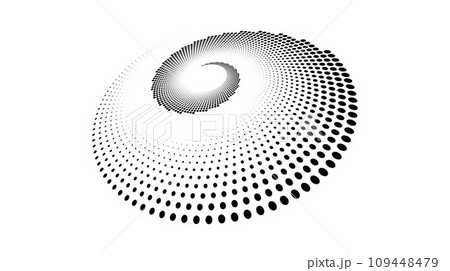 Dotted spiral lines element. Radial spinning halftone texture. Circle swirl dots shape in perspective. Abstract background for poster, banner, logo, icon, collage, decoration, tag, emblem. Vector Dotted spiral lines element. Radial spinning halftone texture. Circle swirl dots shape in perspective. Abstract background for poster, banner, logo, icon, collage, decoration, tag, emblem. Vector 109448479