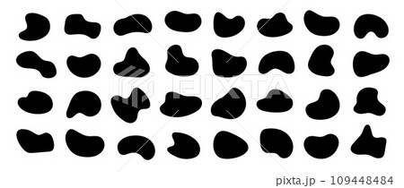 Abstract organic shapes collection. Irregular liquid forms set. Black amoeba blobs, blotches, drops and stains pack. Different design elements for label, sticker, banner, speech bubble. Vector bundle Abstract organic shapes collection. Irregular liquid forms set. Black amoeba blobs, blotches, drops and stains pack. Different design elements for label, sticker, banner, speech bubble. Vector bundle 109448484