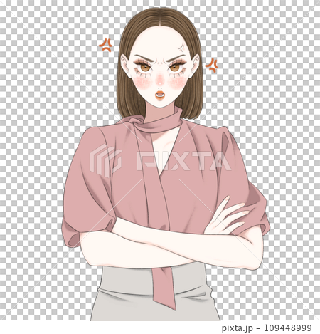 腕を組んで怒る女性 109448999