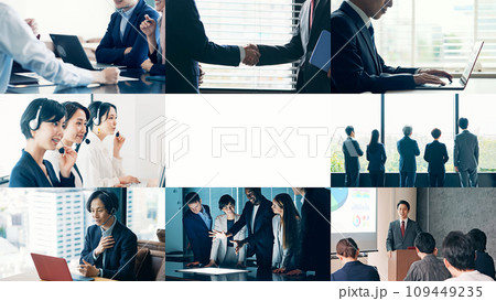 様々なビジネスシーンのコラージュ 様々なビジネスシーンのコラージュ 109449235