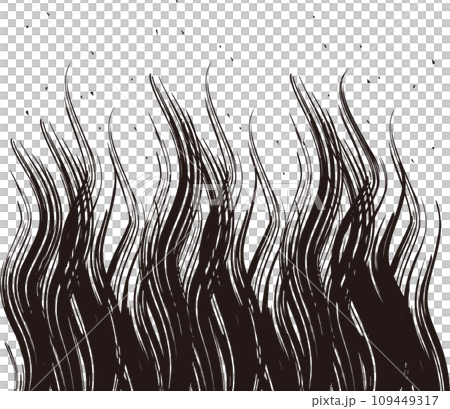 Waving Japanese-style flame monochrome drawn with a brush 109449317