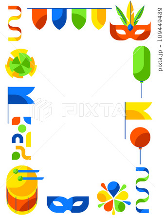 Carnival party frame. Mardi Gras illustration for traditional holiday or festival. Carnival party frame. Mardi Gras illustration for traditional holiday or festival. 109449489