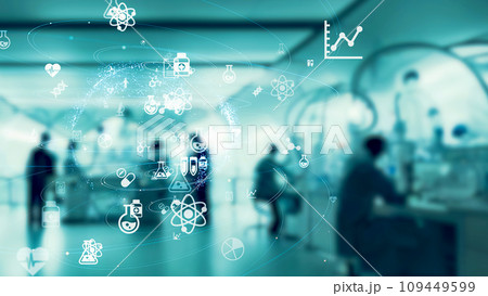 研究施設で実験する人々とサイエンステクノロジー 109449599