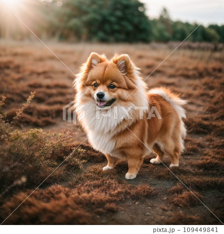 Pomeranian Spitz dog cute lovely pose smiling fluffy Pomerania spitz with rounded face, very happy Pomeranian Spitz dog cute lovely pose smiling fluffy Pomerania spitz with rounded face, very happy 109449841