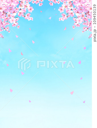 桜と青空の背景 桜吹雪 縦長 桜と青空の背景 桜吹雪 縦長 109450139