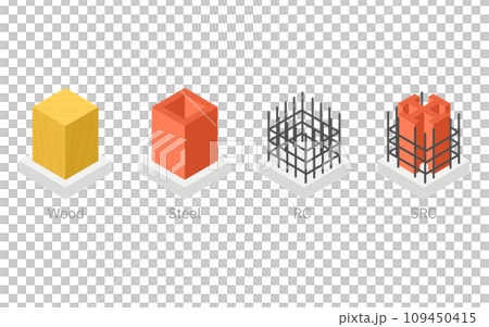 建築結構圖解、木結構、鋼框架、鋼筋混凝土及鋼筋混凝土等距圖 109450415