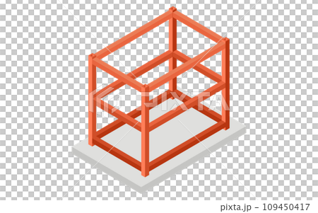 建築構造の図解イラスト、鉄骨（Steel）のアイソメトリックイラスト 109450417