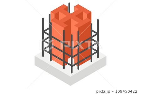 建築構造の図解イラスト、鉄骨鉄筋コンクリート(SRC)のアイソメトリックイラスト 建築構造の図解イラスト、鉄骨鉄筋コンクリート(SRC)のアイソメトリックイラスト 109450422