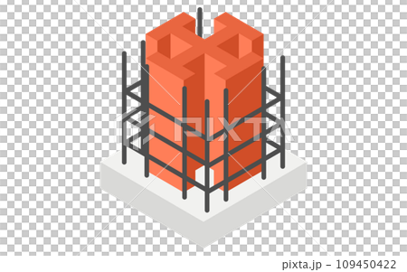 建築結構圖解、鋼筋混凝土 (SRC) 等距圖 109450422