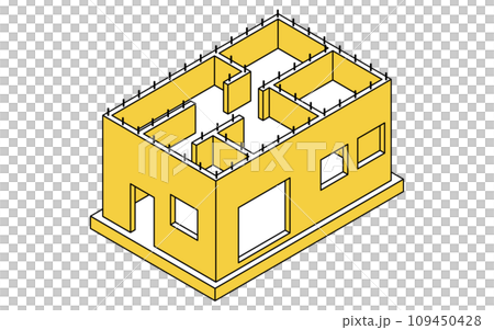 建築構造の図解イラスト、鉄筋コンクリート(RC)のアイソメトリックイラスト 建築構造の図解イラスト、鉄筋コンクリート(RC)のアイソメトリックイラスト 109450428