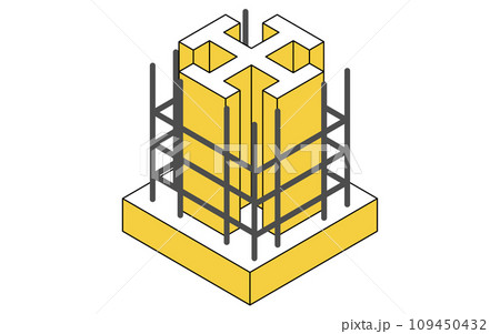 建築構造の図解イラスト、鉄骨鉄筋コンクリート(SRC)のアイソメトリックイラスト 建築構造の図解イラスト、鉄骨鉄筋コンクリート(SRC)のアイソメトリックイラスト 109450432