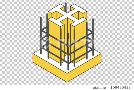建築構造の図解イラスト、鉄骨鉄筋コンクリート(SRC)のアイソメトリックイラスト 建築構造の図解イラスト、鉄骨鉄筋コンクリート(SRC)のアイソメトリックイラスト 109450432
