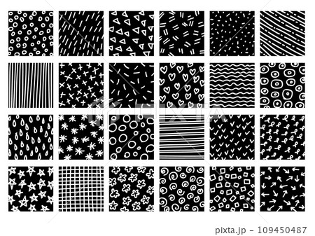 手書き模様のイラストセット（黒）のイラスト素材 [109450487] - PIXTA