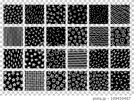 手書き模様のイラストセット（黒）のイラスト素材 [109450487] - PIXTA