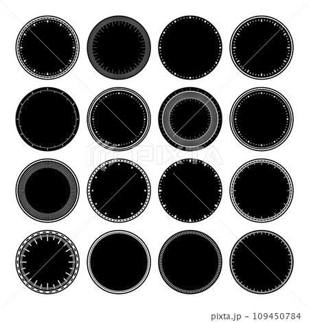 Mechanical clock faces, bezel. Watch dial with minute and hour marks. Timer or stopwatch element. Blank measuring circle scale with divisions. Vector illustration. Mechanical clock faces, bezel. Watch dial with minute and hour marks. Timer or stopwatch element. Blank measuring circle scale with divisions. Vector illustration. 109450784