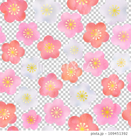 ピンクの梅の花のシームレスパターン 109451392