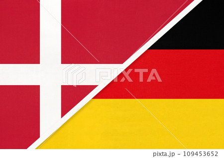 Denmark and Germany, symbol of country. Danish vs German national flags. 109453652
