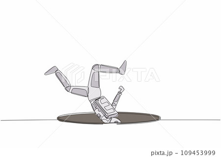 Continuous one line drawing astronaut falling...のイラスト素材 [109453999] - PIXTA