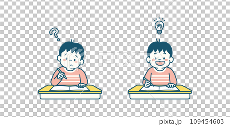 男孩在課桌前學習的插畫集 Hatena Inspiration 109454603