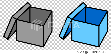 蓋が開いた中身が無い空き箱のイラスト 109456129