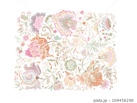 Fantasy flowers in retro, vintage, jacobean 109456290
