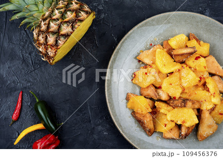 Tofu with pineapple. 109456376