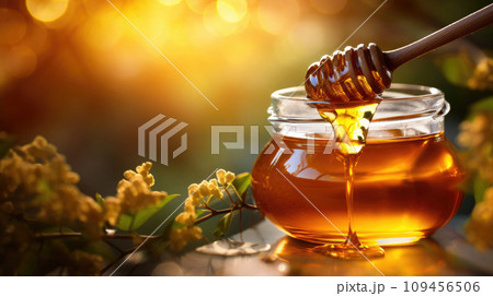 Honey in a glass jar Honey in a glass jar 109456506