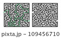 Square maze, a simple logic game with labyrinths. Vector maze game. 109456710