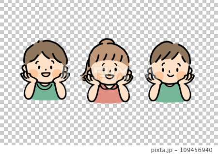 微笑的孩子們托著下巴 109456940