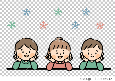 頬杖をつく笑顔の子供たち 頬杖をつく笑顔の子供たち 109456942